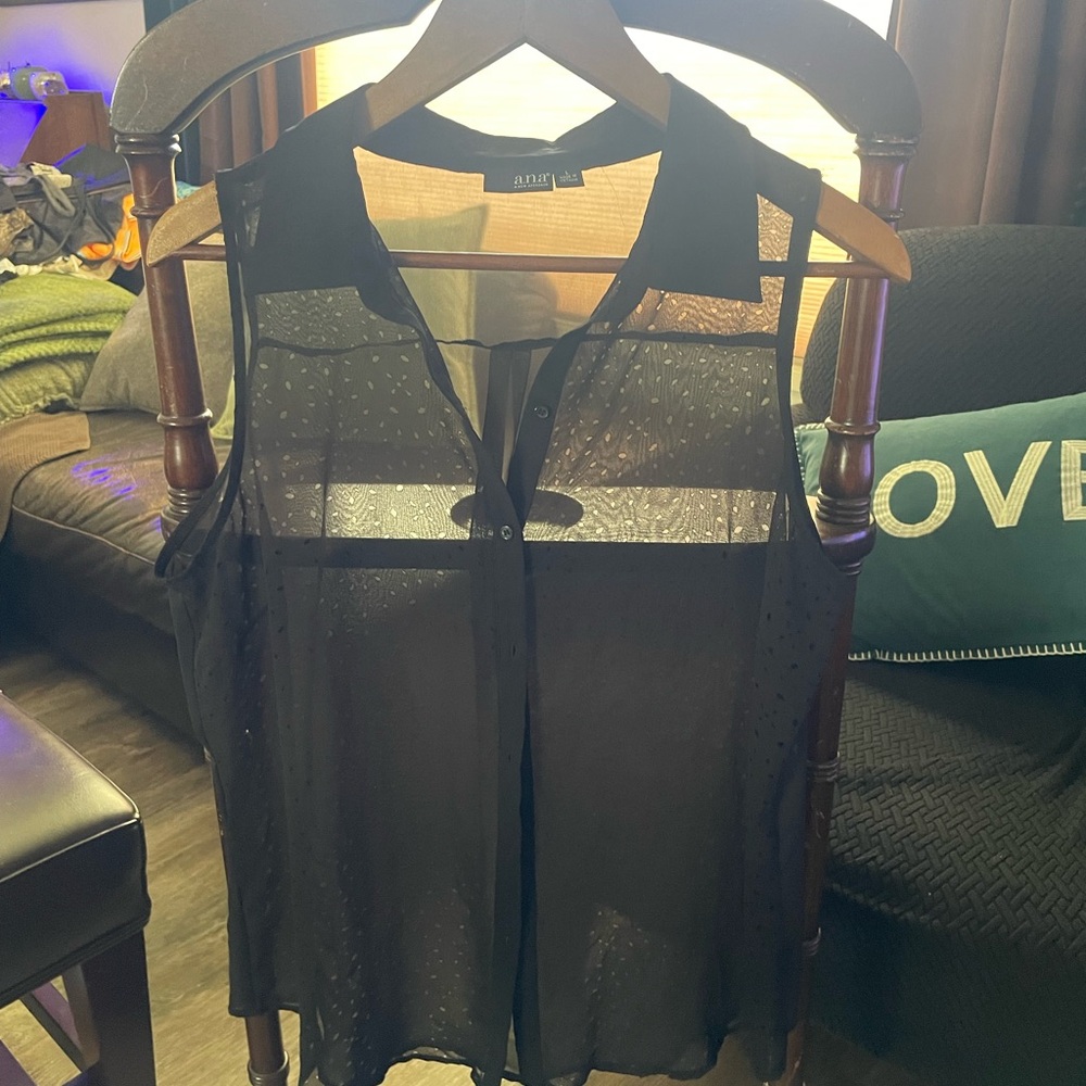 Black sheer button up top